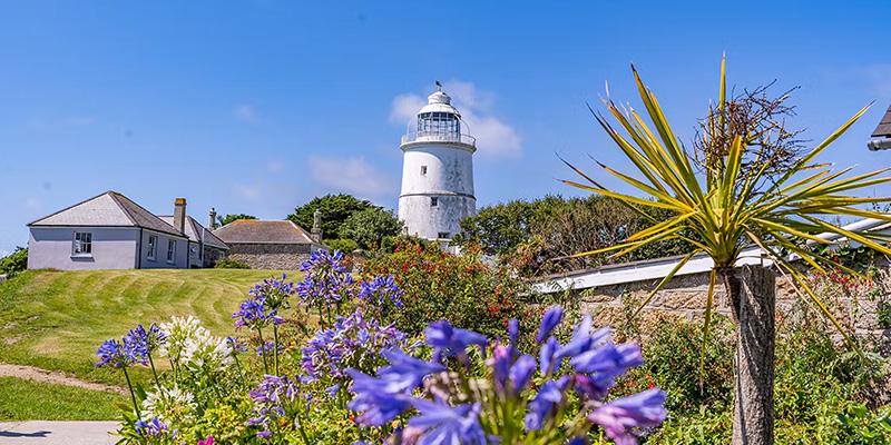 The lighthouse on St Agnes Island in the Isles of Scilly.