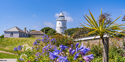 The lighthouse on St Agnes Island in the Isles of Scilly.