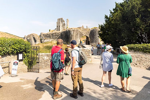 Approaching Corfe Castle, Dorset, England. One of Britain's stately homes, but no longer liveable