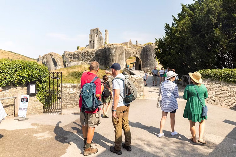 Approaching Corfe Castle, Dorset, England.