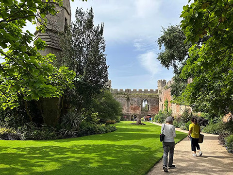 The courtyard at the Bishops Palace, Wells, England.