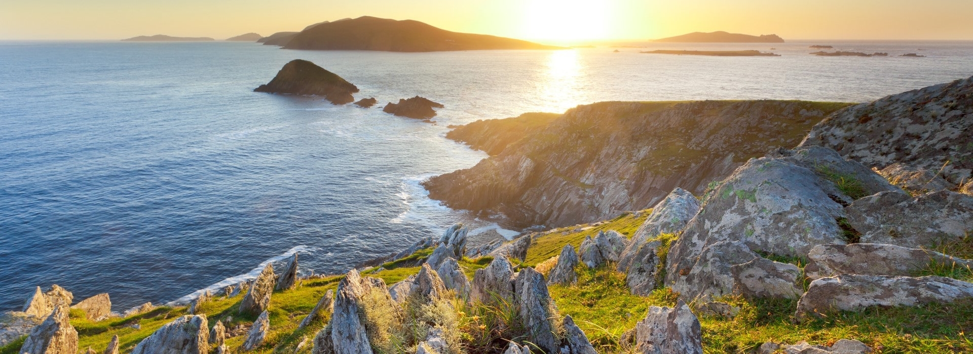 View of Blasket Islands from Dingle Peninsula, County Kerry, Ireland.