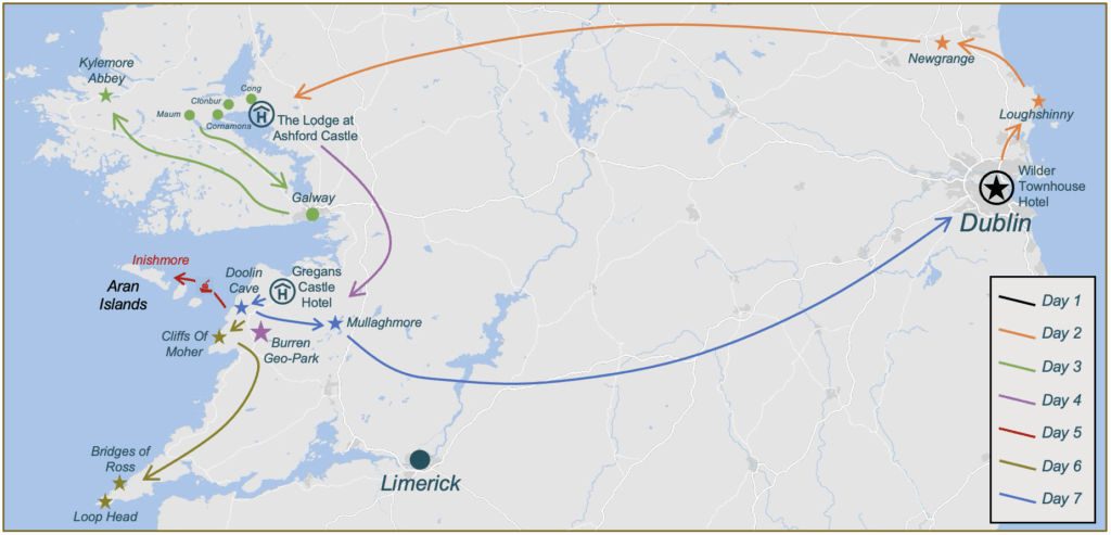 Ireland tour map
