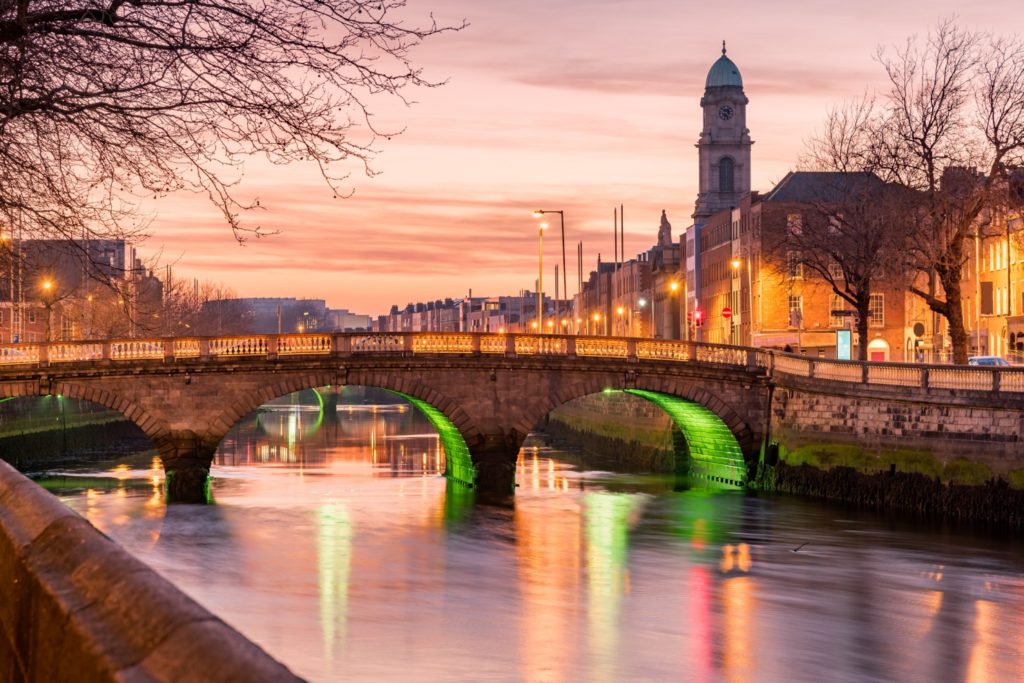 Four Courts and bridge over River Liffey, Dublin, Ireland.