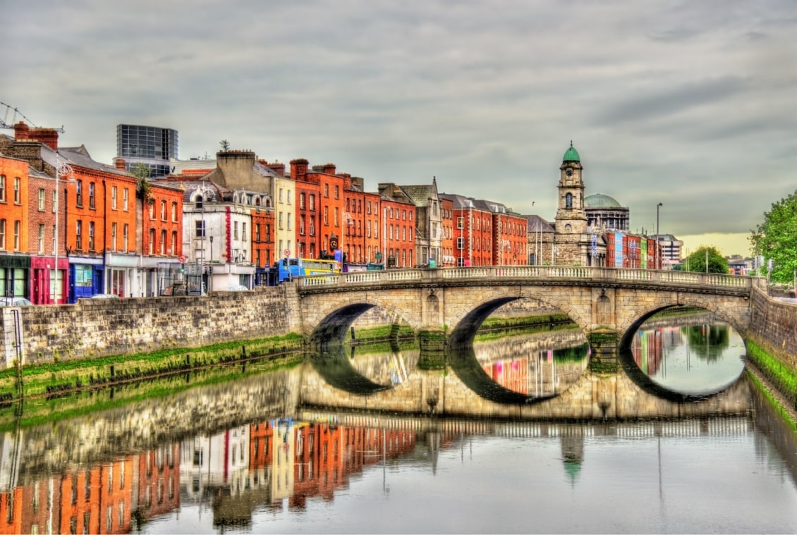 View of Mellows Bridge in Dublin, Ireland.