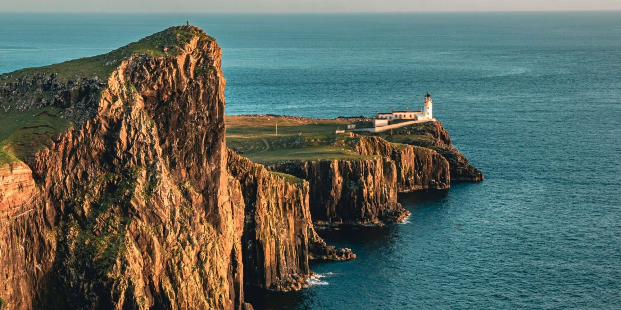 Neist Point lighthouse on the Isle of Skye in Scotland.