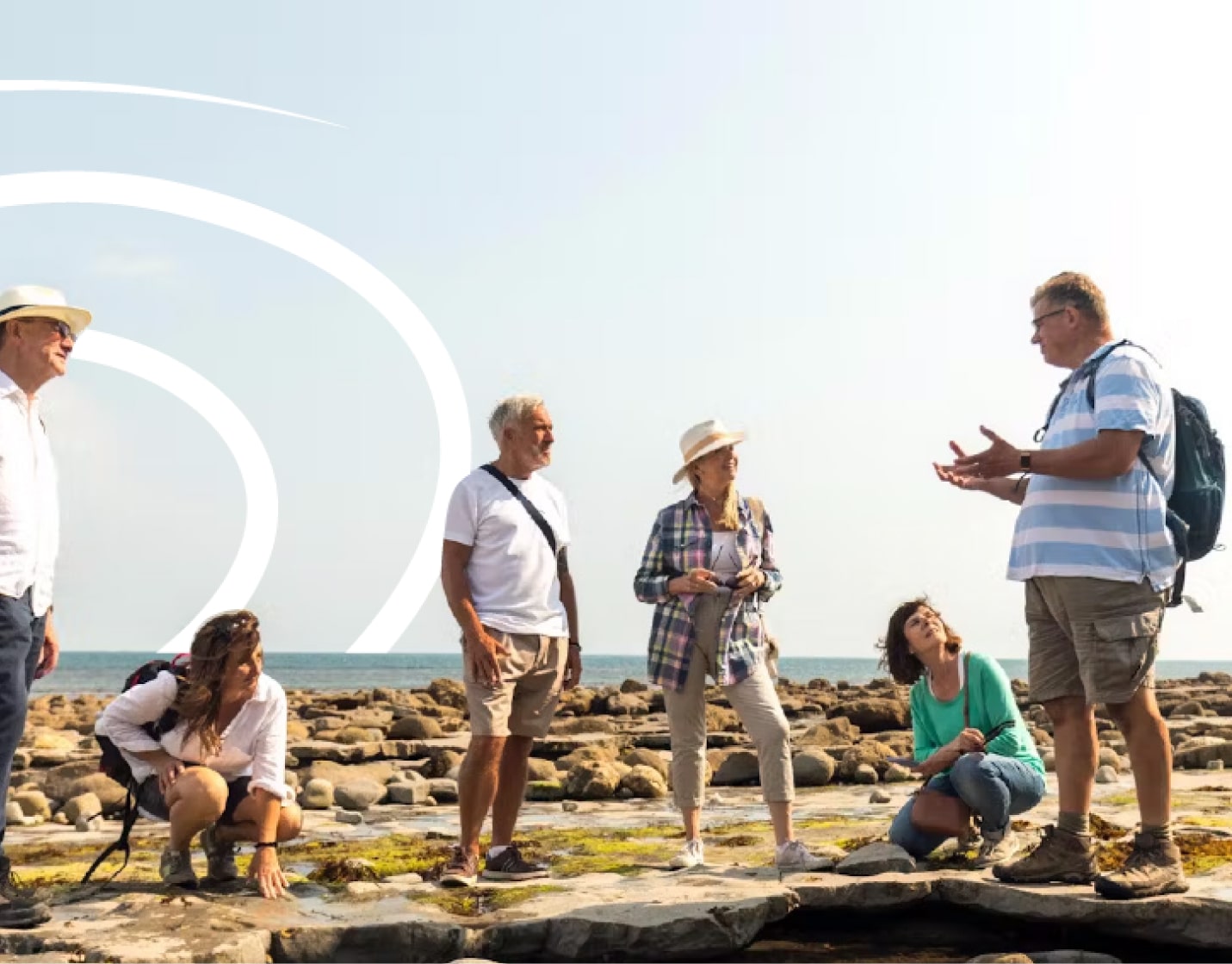 Discussion at Lyme Regis, Dorset, England.