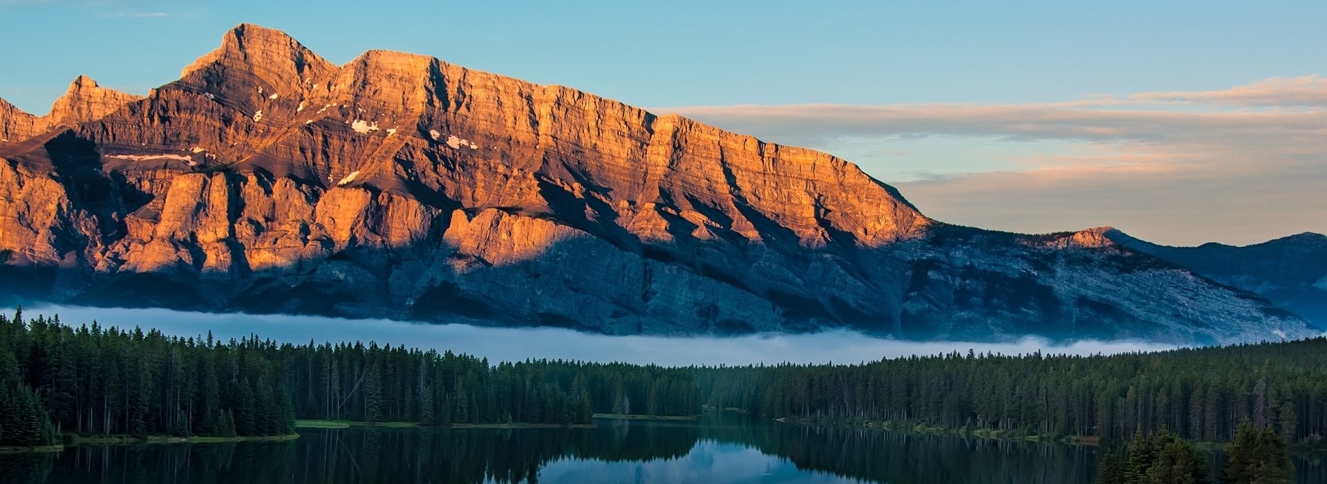 Mount Rundle from Two Jack Lake, Banff National Park, Alberta.