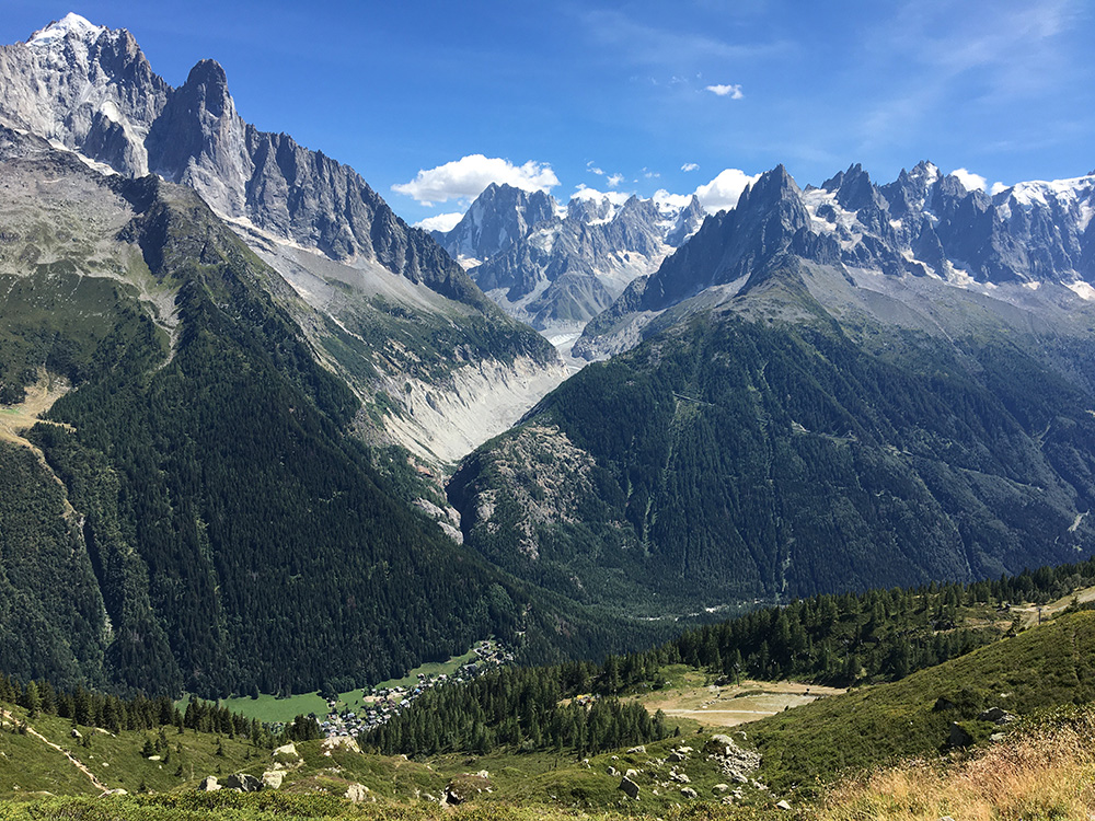 View of the Chamonix Aiguilles Needles, France.