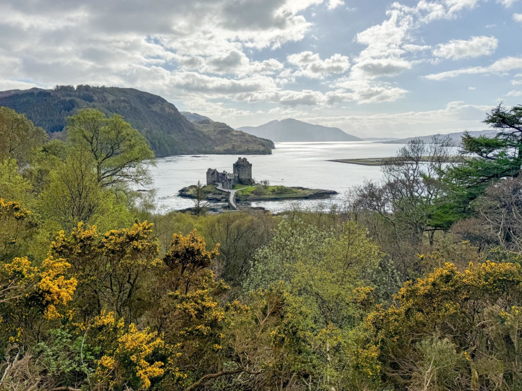 Eilean Donan Castle at the meeting of three lochs, Highlands, Scotland.