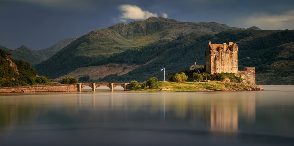 Eilean Donan Castle at the meeting of three lochs, Highlands, Scotland.