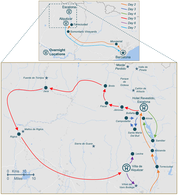 Geology of Aragon Tour Map