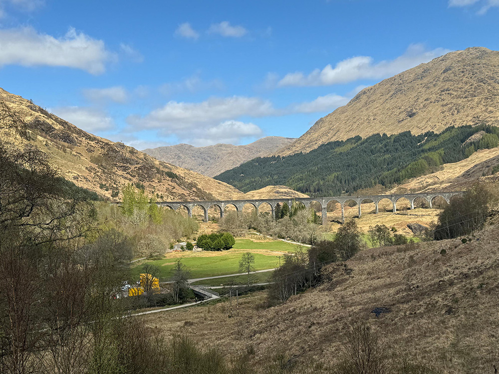 The Glenfinnan Viaduct in the Scottish Highlands.