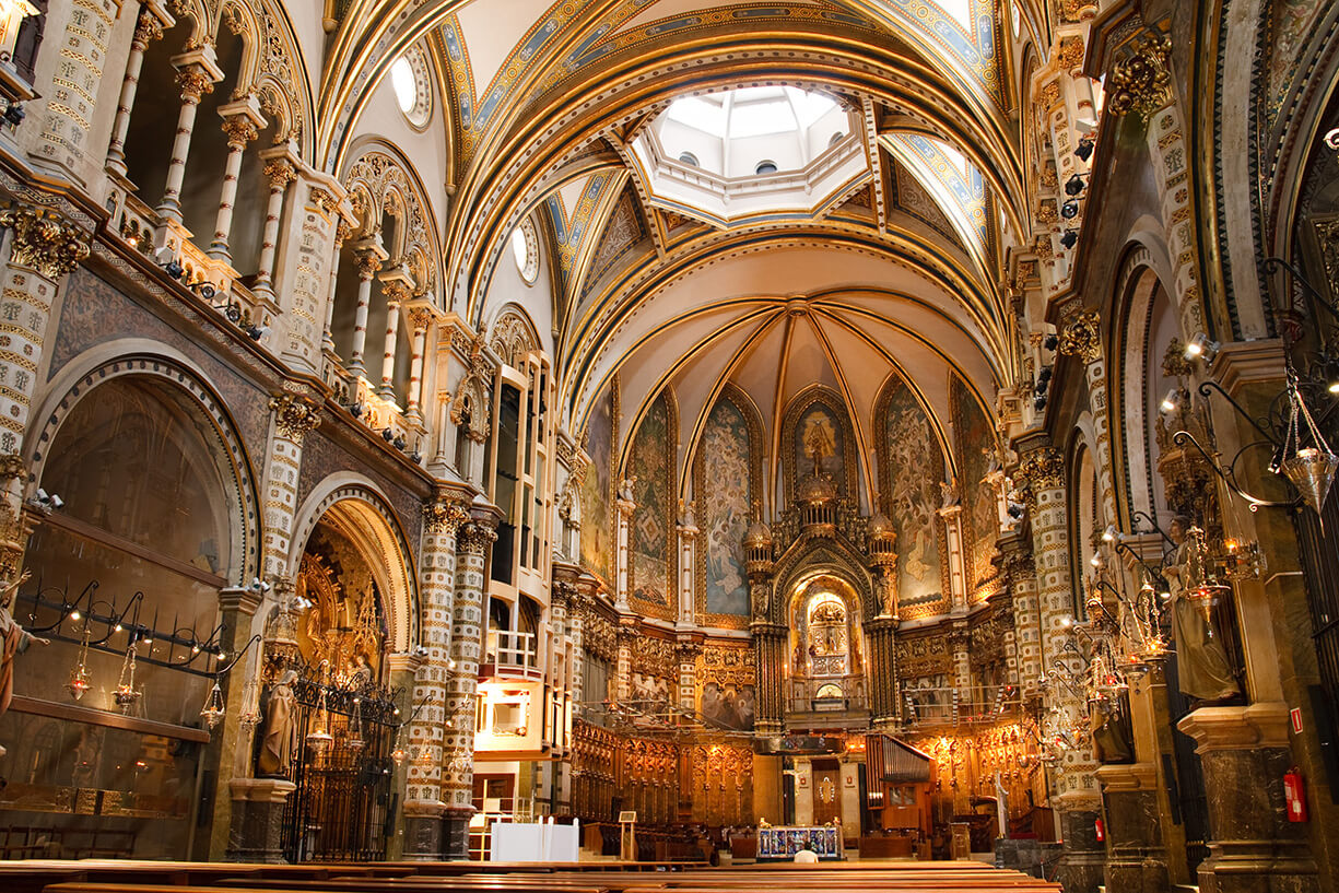 Interior of the Montserrat Monastery near Barcelona, Spain.