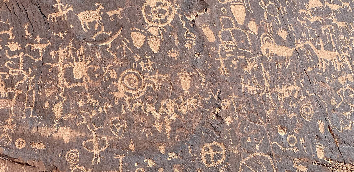 Petroglyphs at Newspaper Rock State Historical Monument, Utah.