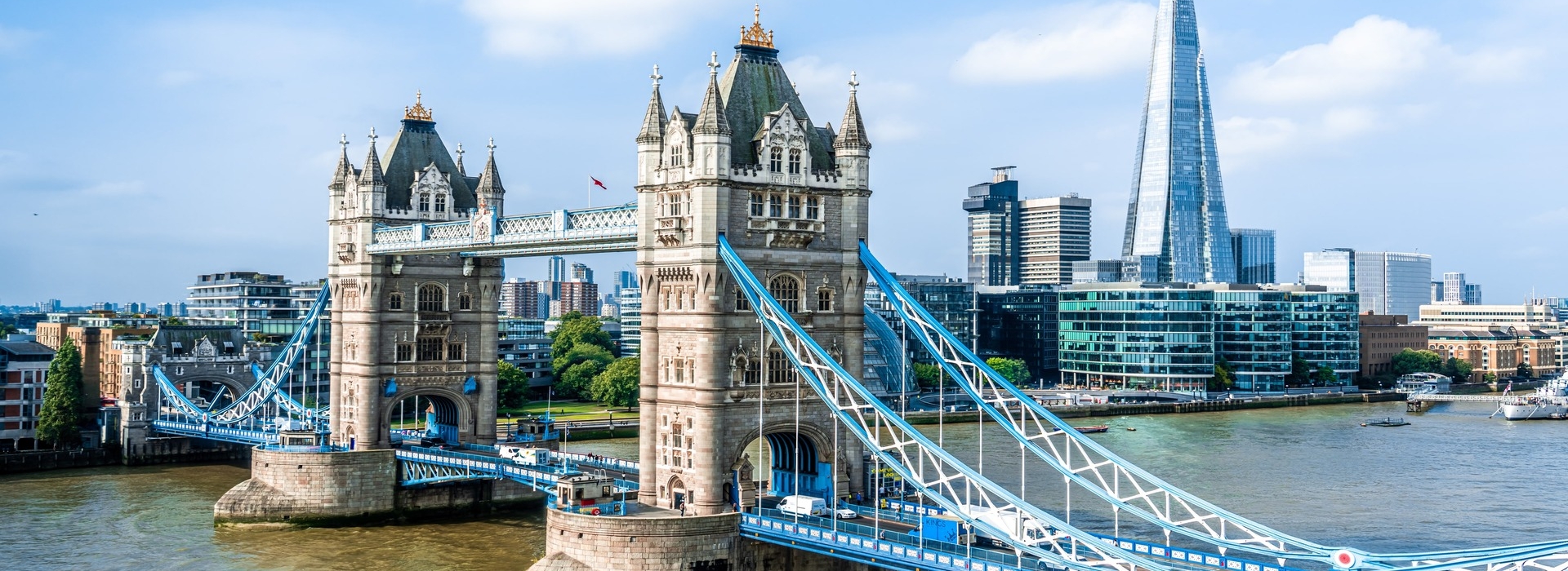 London Tower Bridge with Shard view, South England