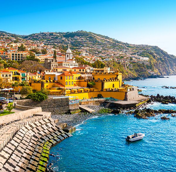 Panoramic view of Funchal. Guests on GeoCultura's Madeira Island vacation package stay in the centre of Funchal in the old part of the city.