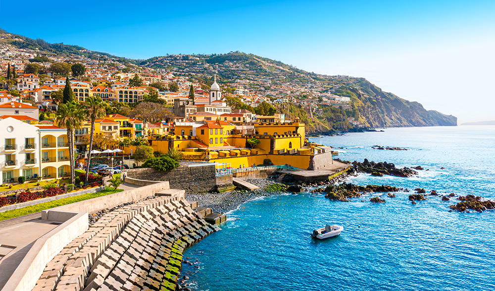 Panoramic view of Funchal. Guests on GeoCultura's Madeira Island vacation package stay in the centre of Funchal in the old part of the city.