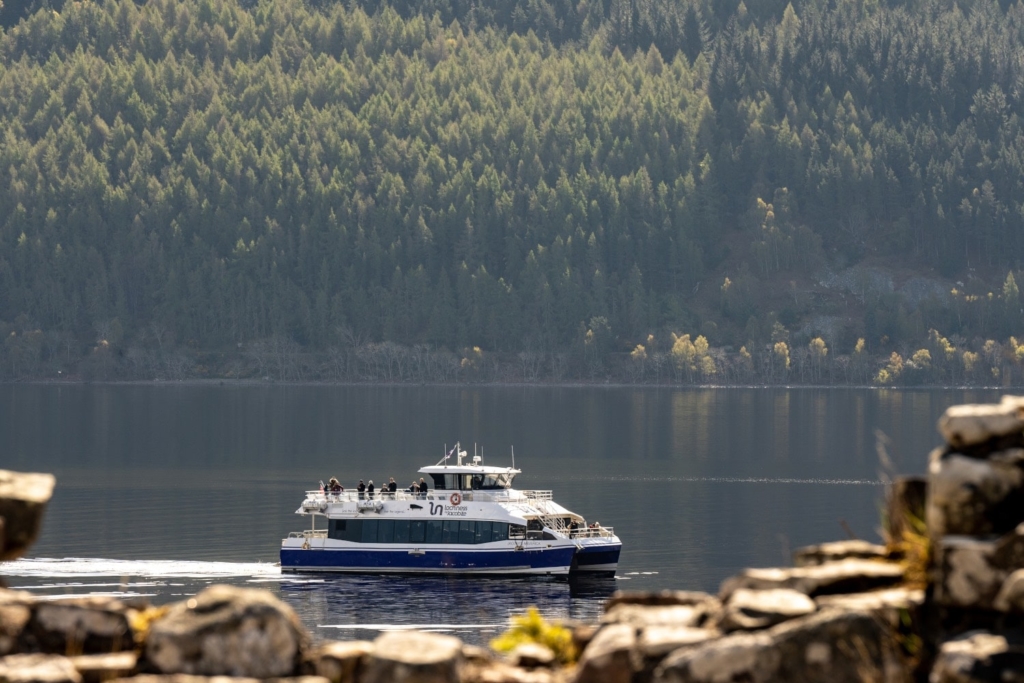 Cruise boat in Loch Ness, Scotland.