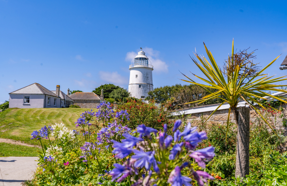 The lighthouse on St Agnes Island in the Isles of Scilly.