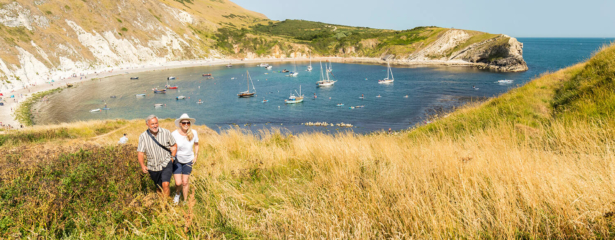 Fossil hunting at Lyme Regis, Dorset, England.