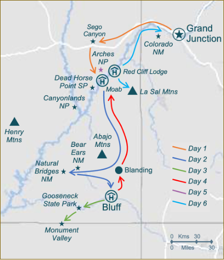 Utah national parks tour map and itinerary