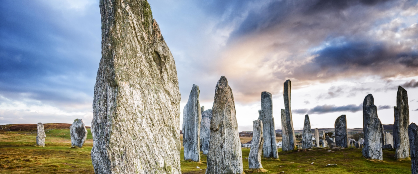 Explore the ancient standing stones of Calanais on Lewis in the Outer Hebrides as part of GeoCultura's Scotland travel tour