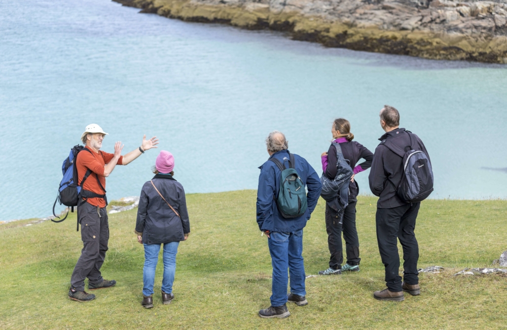 Discussing the landscape in the NW Highlands, Scotland.