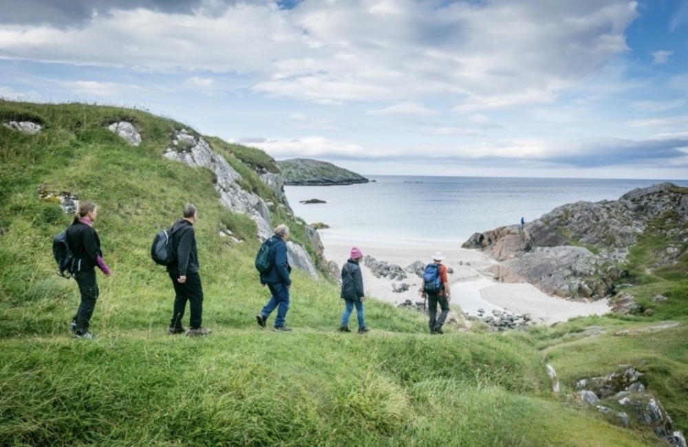 Approaching Assynt beach, Highlands, Scotland.