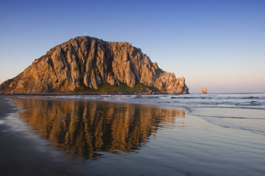 Morro Rock and its reflection