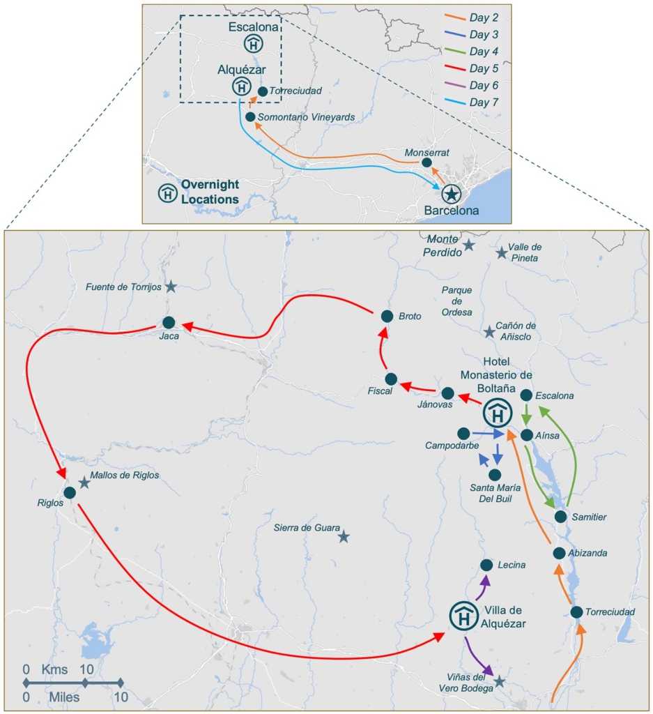 T011a SP Itinerary Map v3, Pyrenees tours